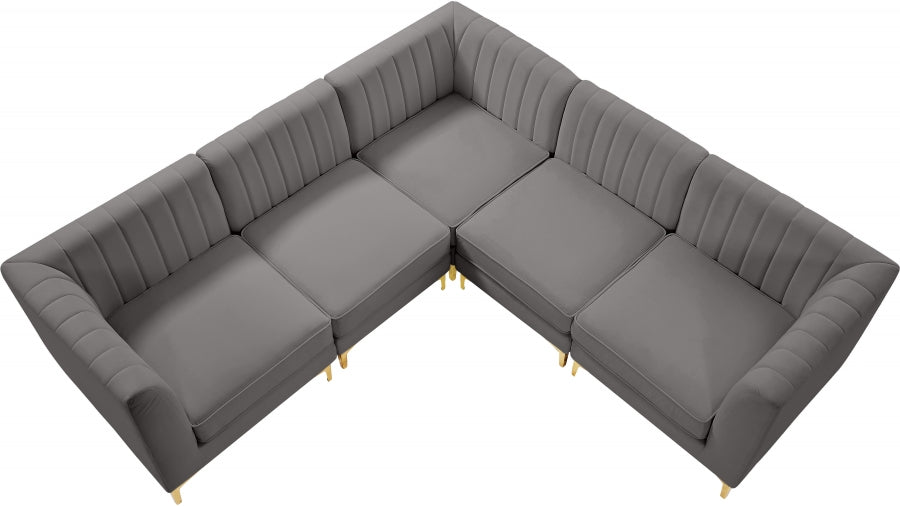 Sectionnel modulaire en velours Alina
