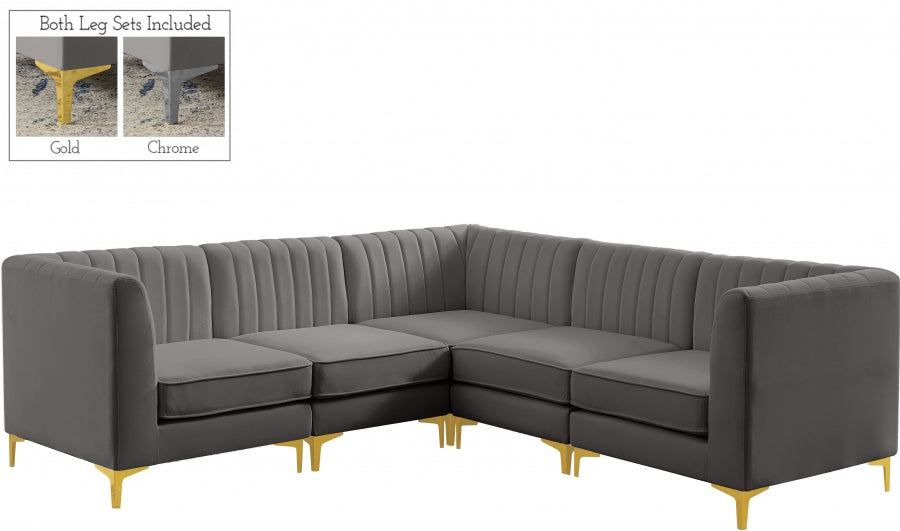 Sectionnel modulaire en velours Alina