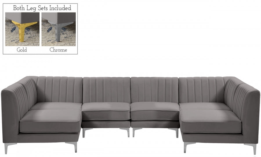 Sectionnel modulaire en velours Alina