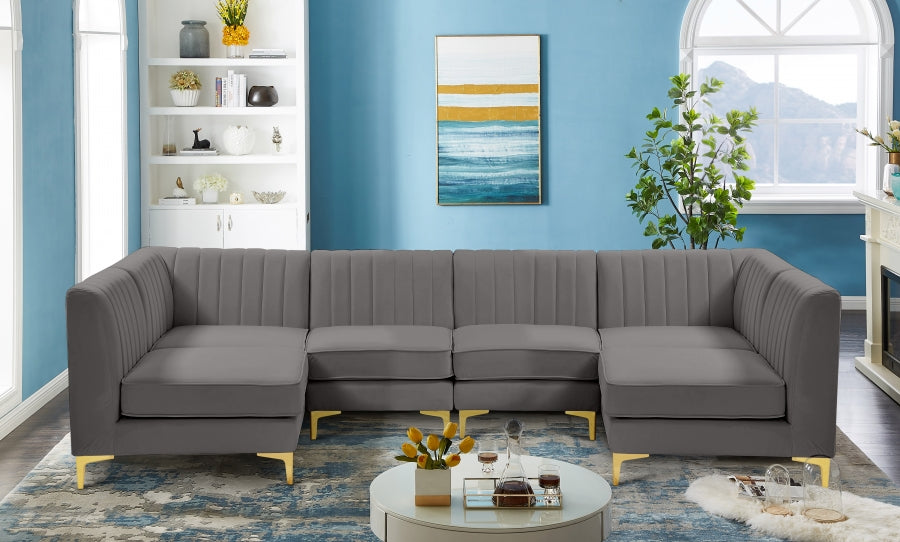 Sectionnel modulaire en velours Alina