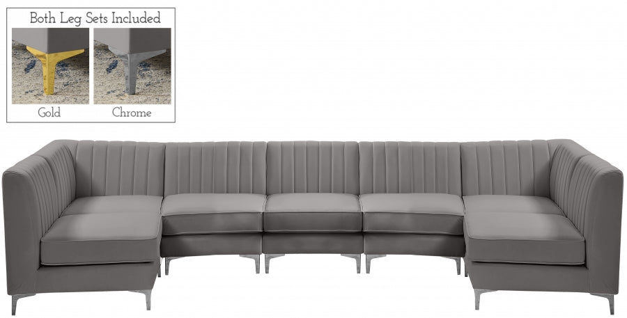 Sectionnel modulaire en velours Alina