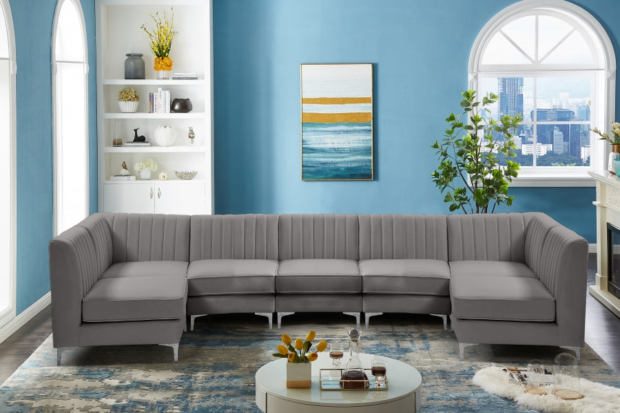 Sectionnel modulaire en velours Alina