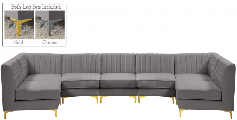 Sectionnel modulaire en velours Alina