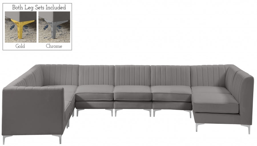 Sectionnel modulaire en velours Alina