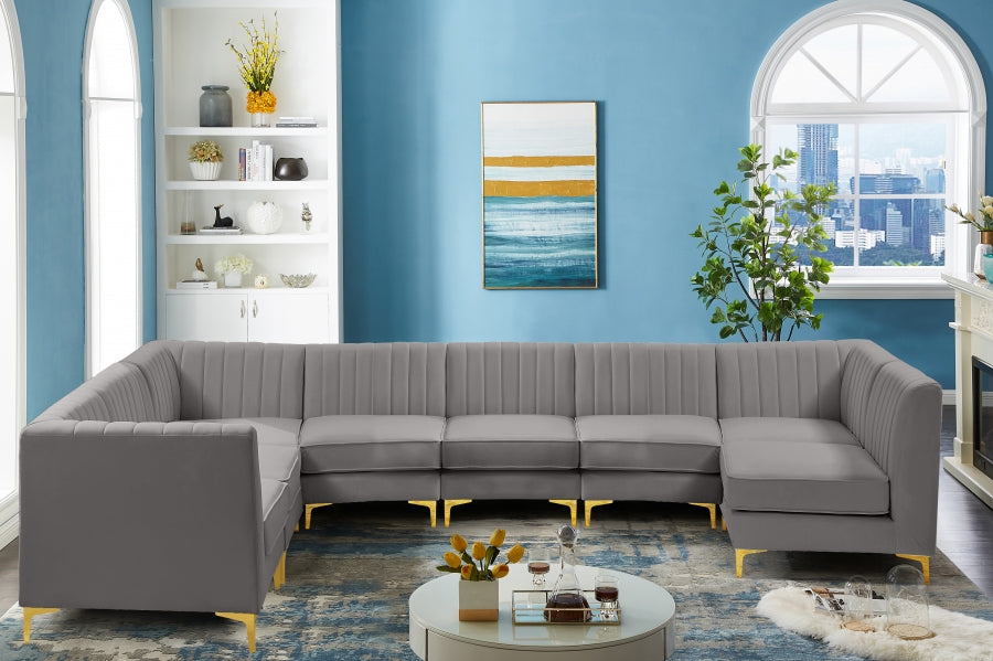 Sectionnel modulaire en velours Alina