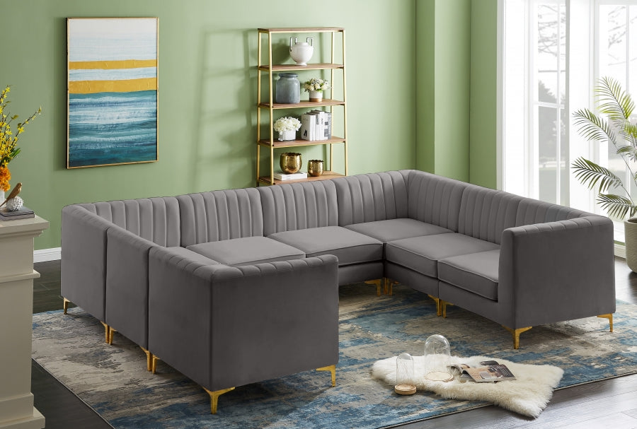 Sectionnel modulaire en velours Alina