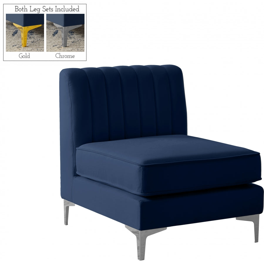 Chaise modulaire sans accoudoirs en velours Alina