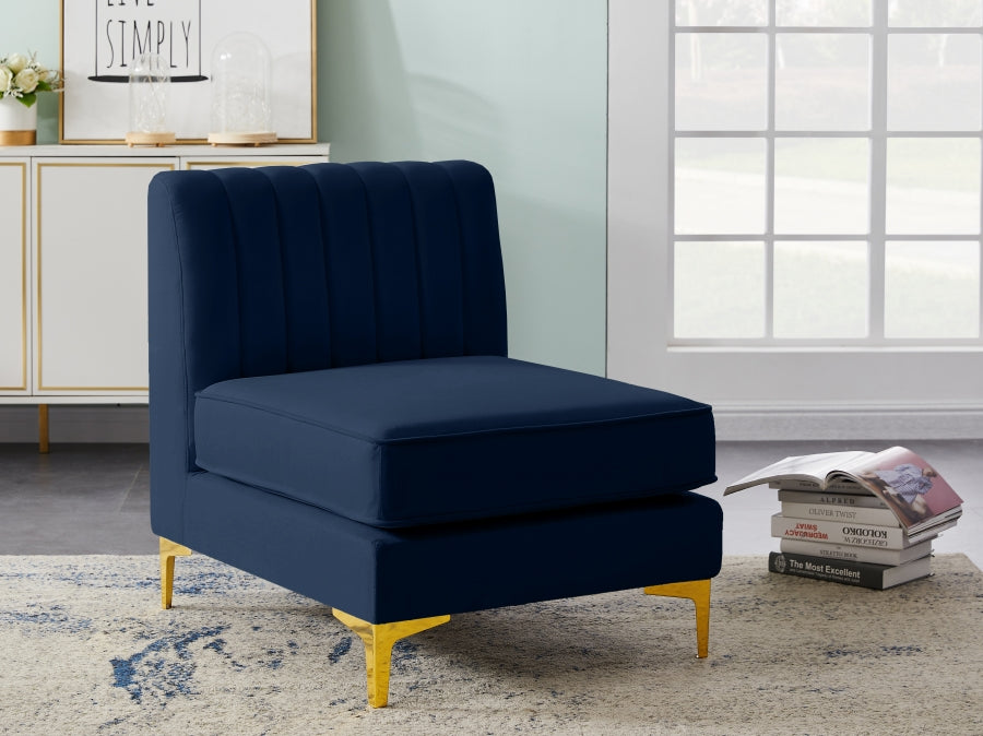 Chaise modulaire sans accoudoirs en velours Alina