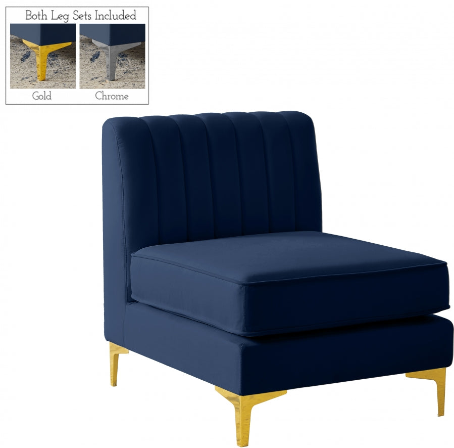 Chaise modulaire sans accoudoirs en velours Alina