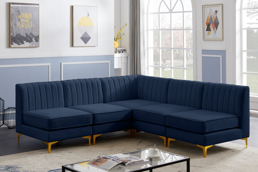 Sectionnel modulaire en velours Alina