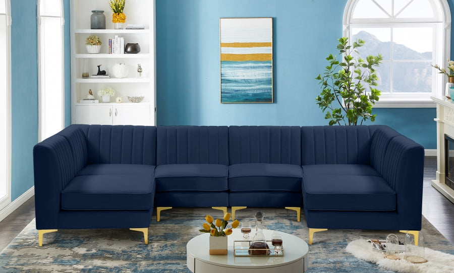 Sectionnel modulaire en velours Alina