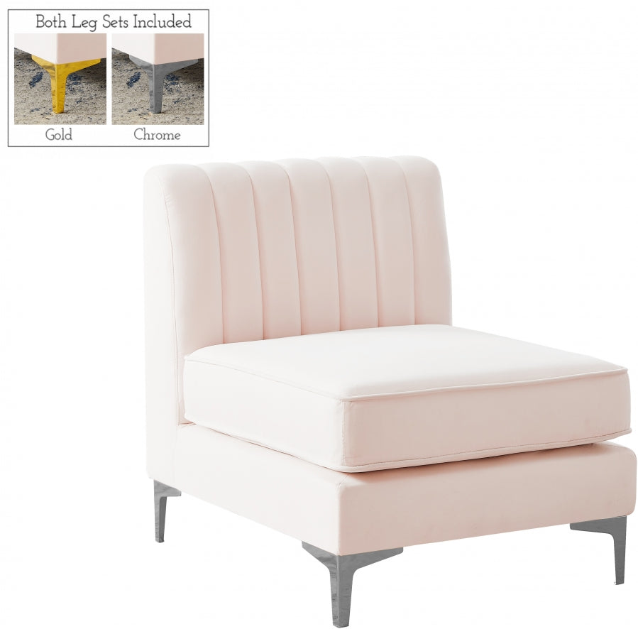 Chaise modulaire sans accoudoirs en velours Alina