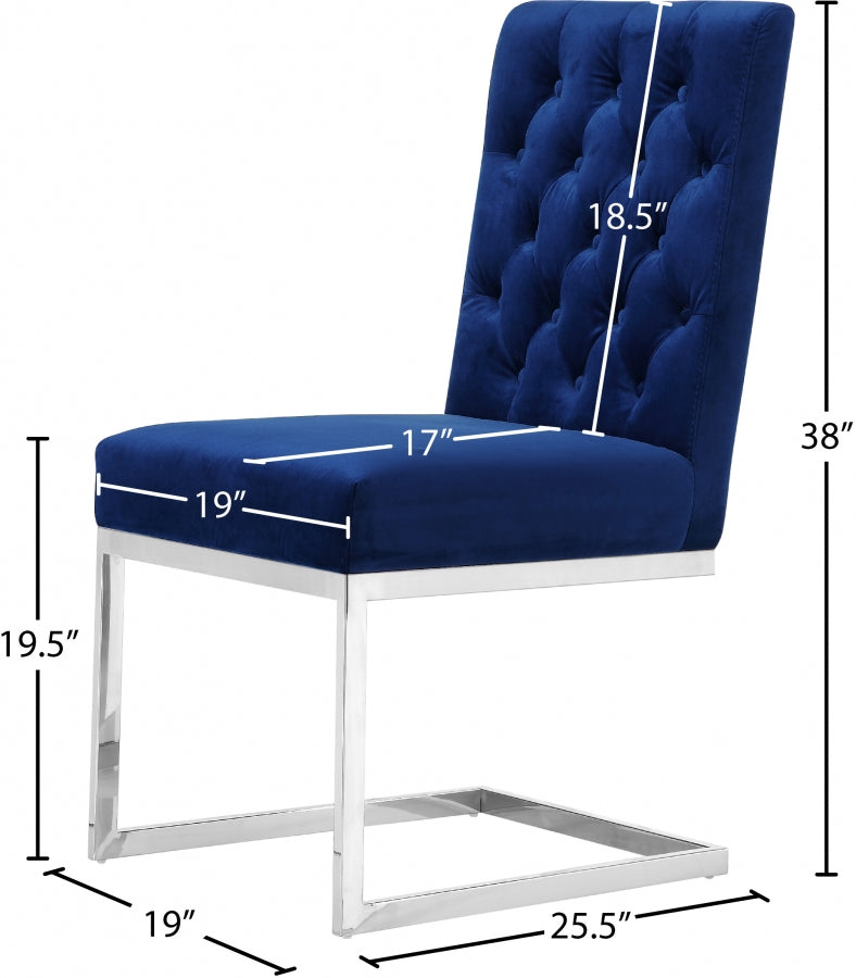 Chaise de salle à manger en velours Carlton