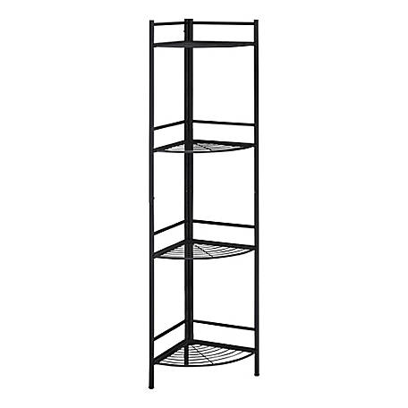 BIBLIOTHÈQUE - 58"H / ÉTAGÈRE EN COIN EN MÉTAL NOIR