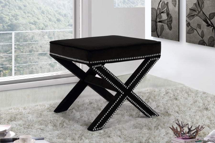 Pouf en velours Nixon | Banque 