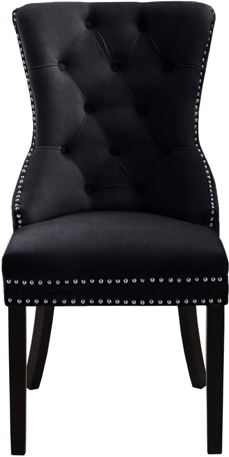 Chaise de salle à manger en velours Nikki