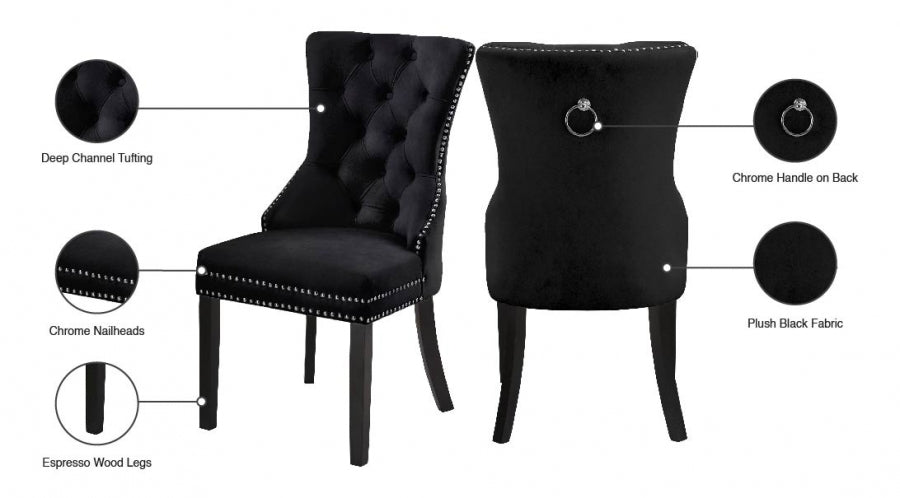 Chaise de salle à manger en velours Nikki