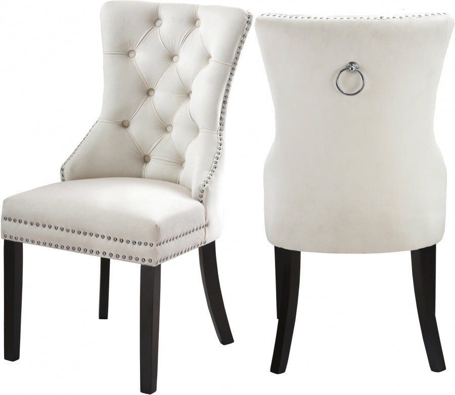 Chaise de salle à manger en velours Nikki