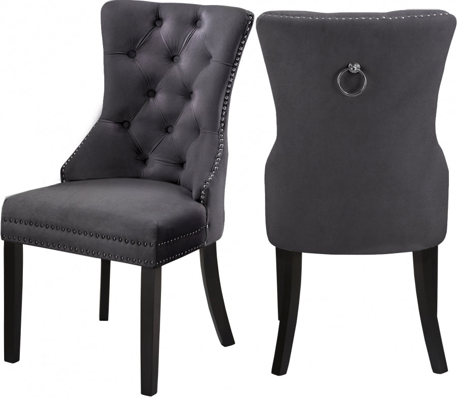 Chaise de salle à manger en velours Nikki