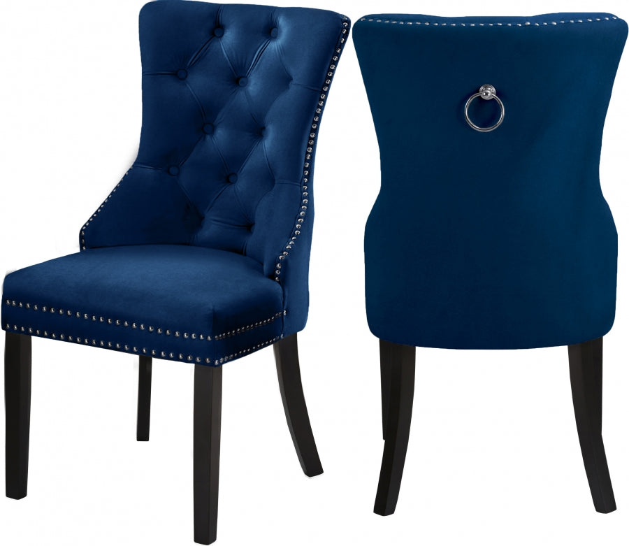 Chaise de salle à manger en velours Nikki