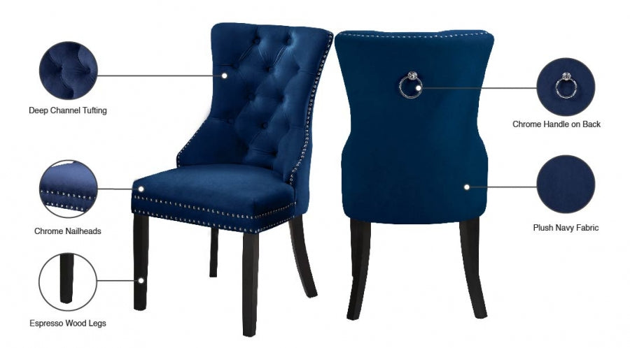 Chaise de salle à manger en velours Nikki