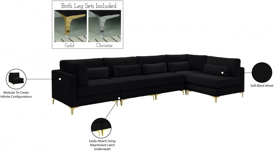 Sectionnel modulaire en velours Julia