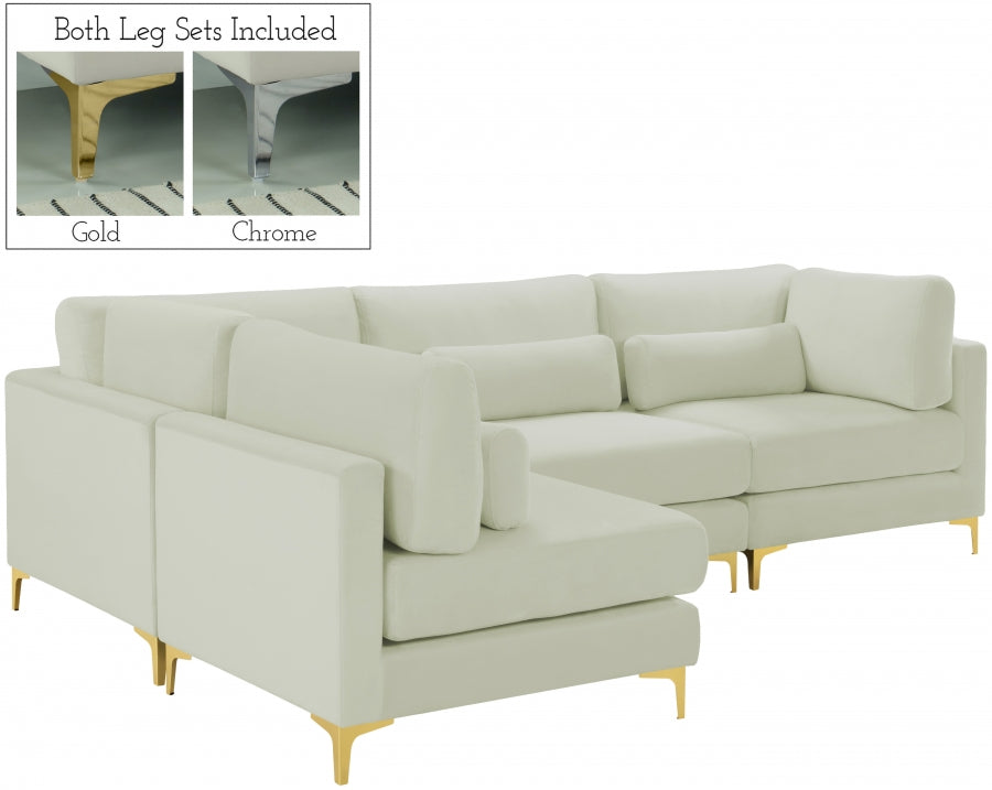 Sectionnel modulaire en velours Julia
