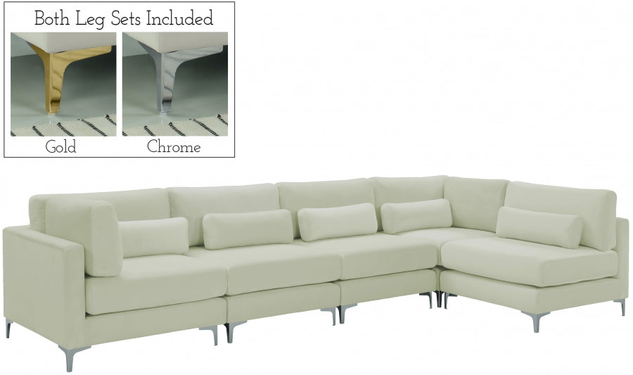 Sectionnel modulaire en velours Julia