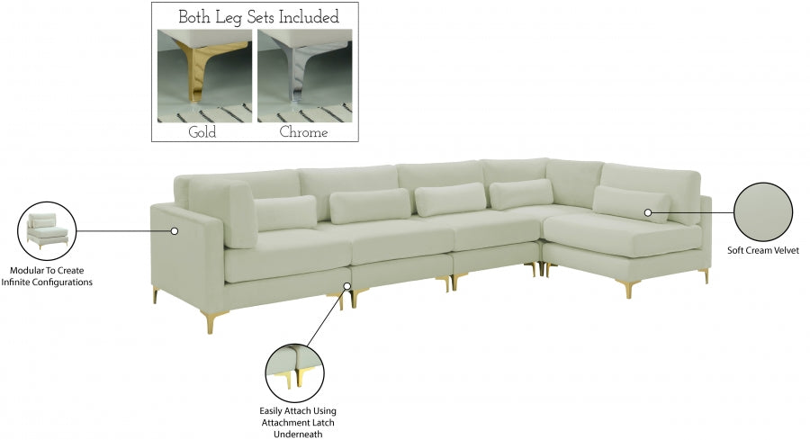 Sectionnel modulaire en velours Julia
