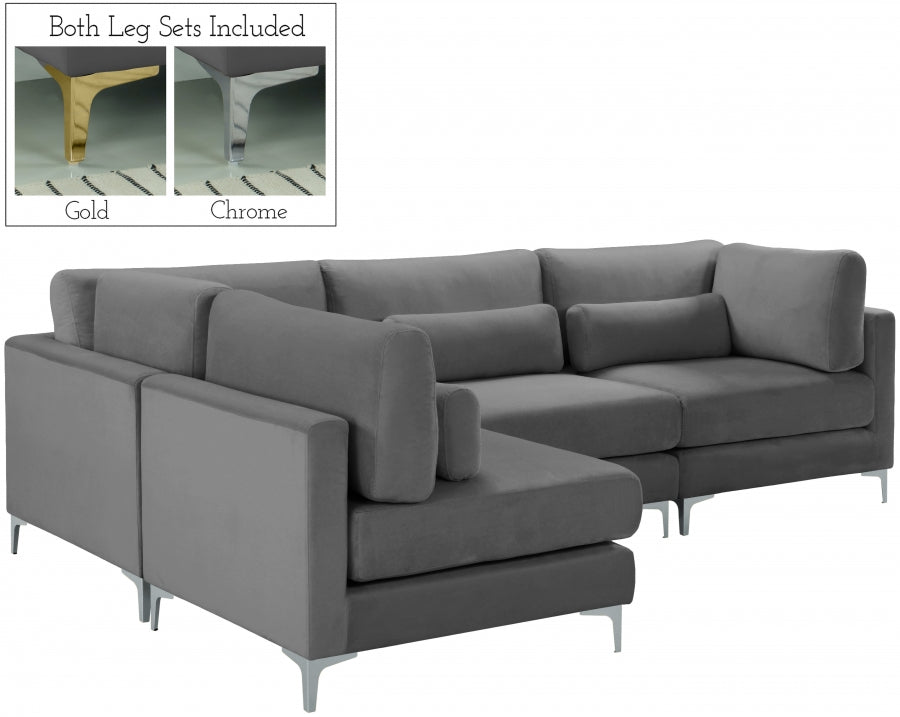Sectionnel modulaire en velours Julia