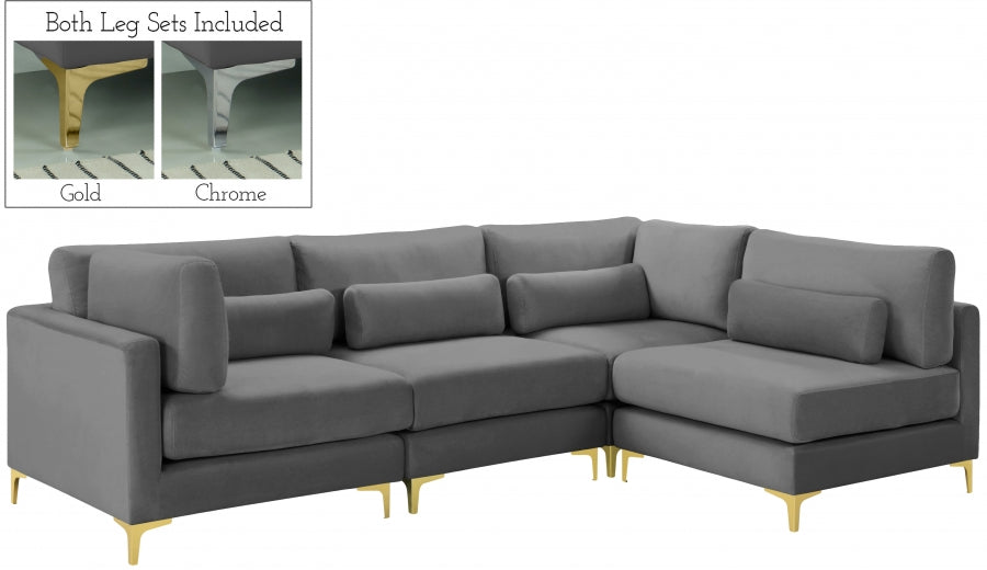 Sectionnel modulaire en velours Julia