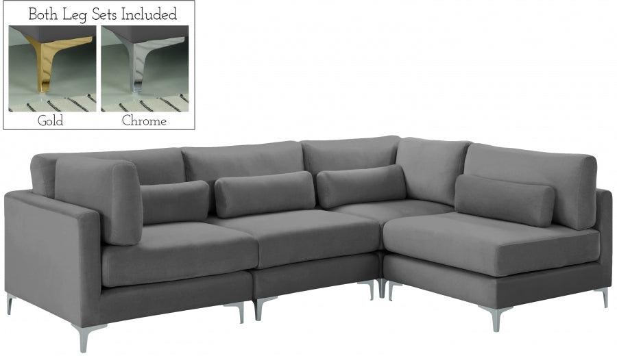 Sectionnel modulaire en velours Julia