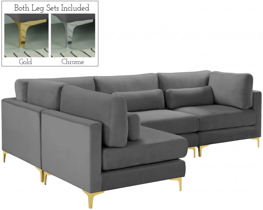 Sectionnel modulaire en velours Julia