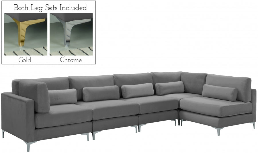 Sectionnel modulaire en velours Julia
