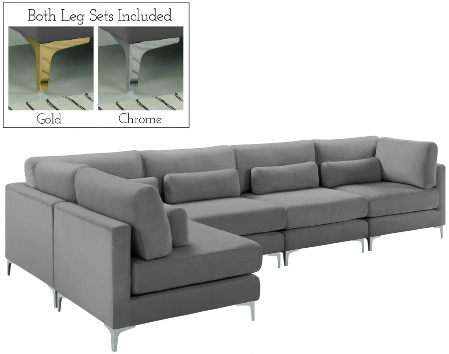 Sectionnel modulaire en velours Julia