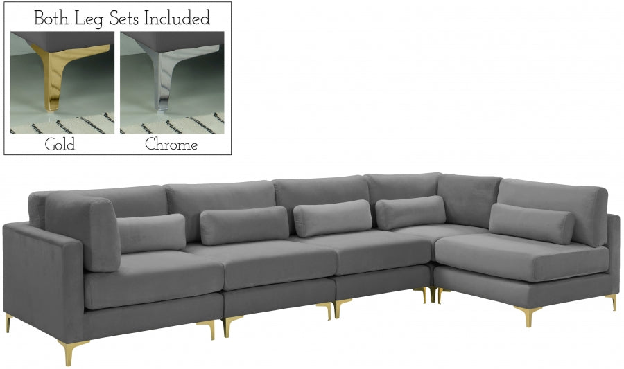 Sectionnel modulaire en velours Julia