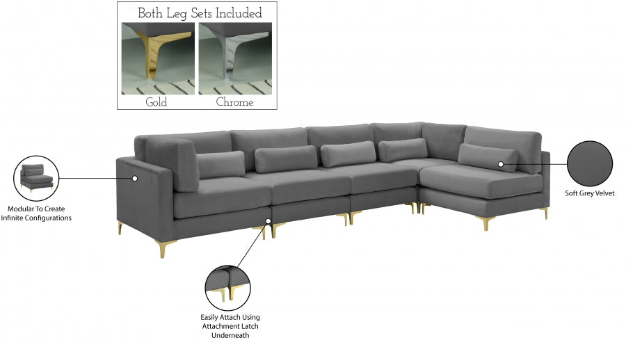 Sectionnel modulaire en velours Julia