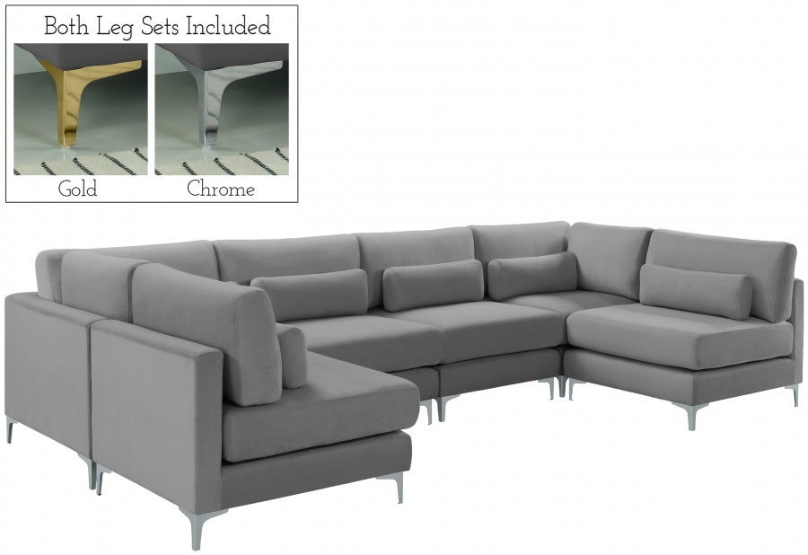 Sectionnel modulaire en velours Julia