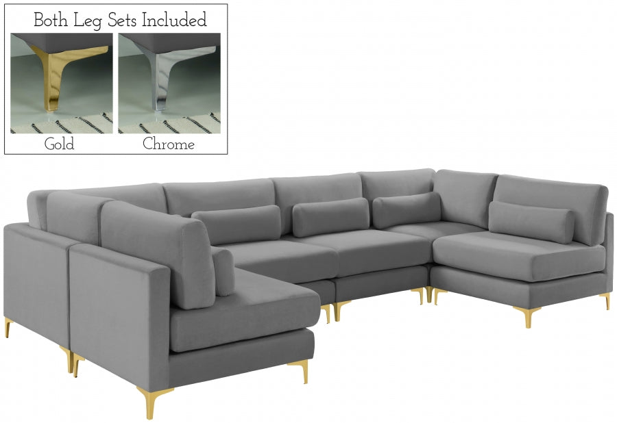 Sectionnel modulaire en velours Julia