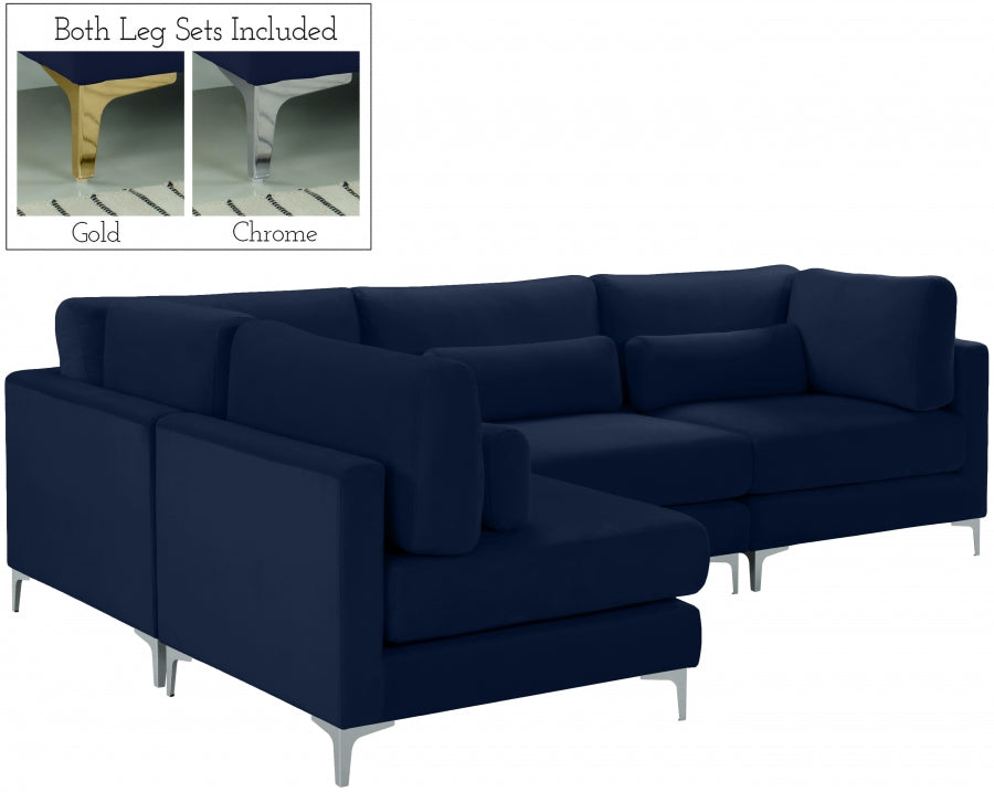 Sectionnel modulaire en velours Julia