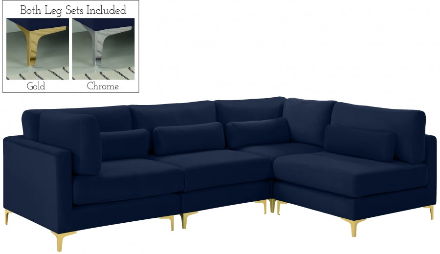 Sectionnel modulaire en velours Julia