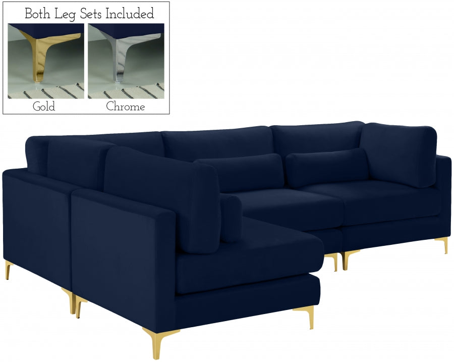 Sectionnel modulaire en velours Julia