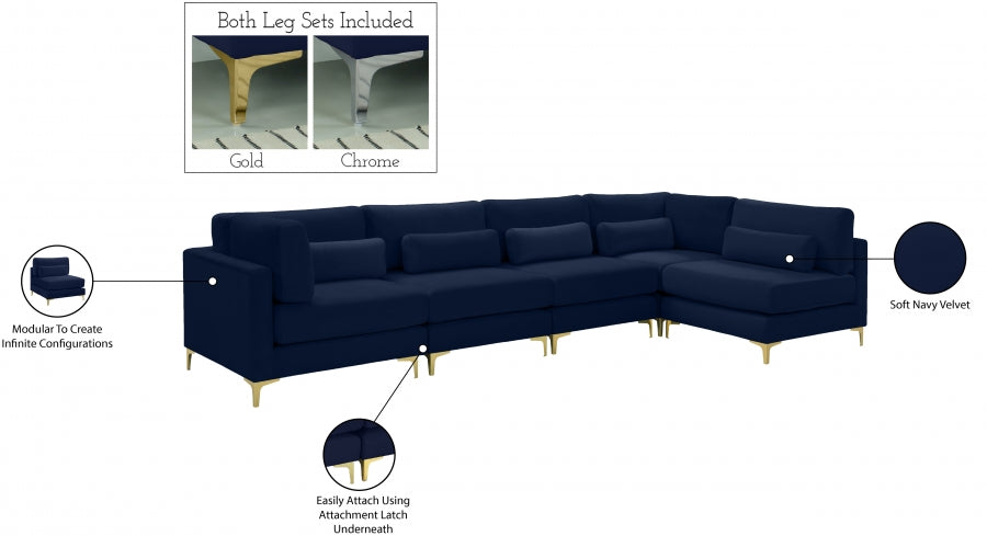 Sectionnel modulaire en velours Julia
