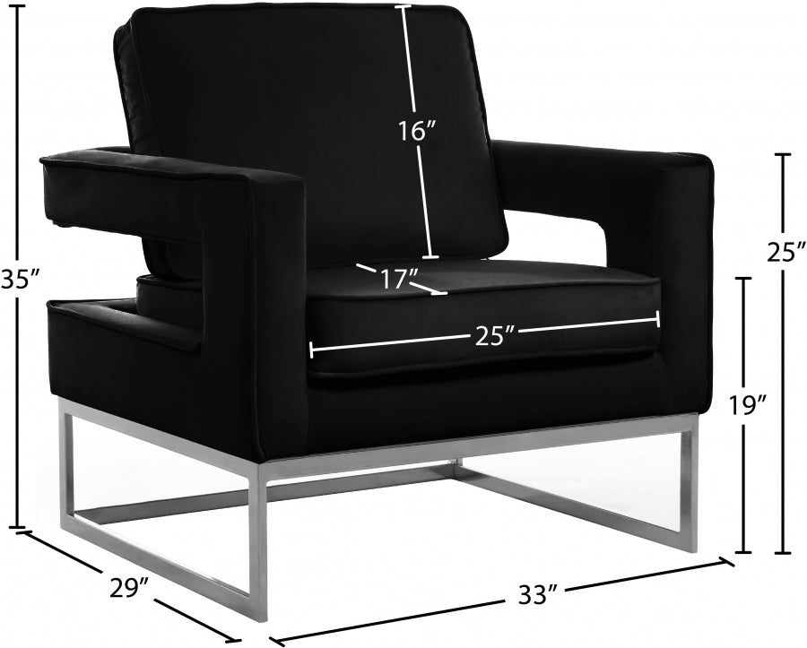 Chaise d'appoint en velours Noah