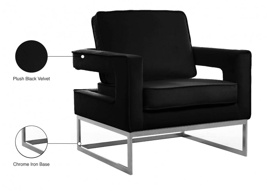 Chaise d'appoint en velours Noah