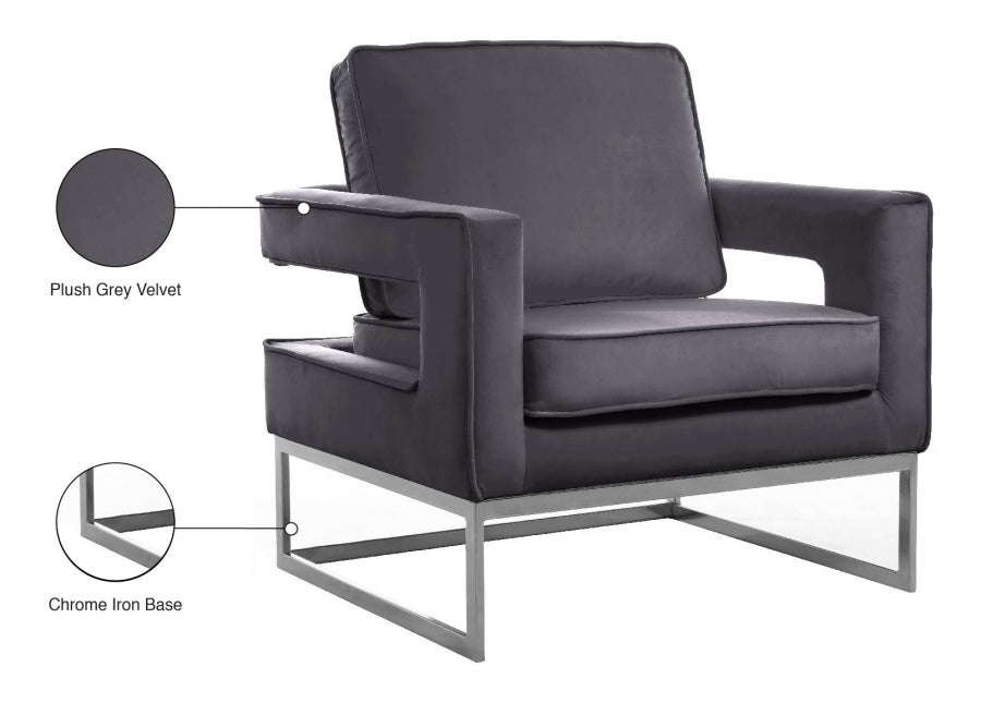Chaise d'appoint en velours Noah