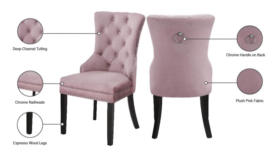 Chaise de salle à manger en velours Nikki