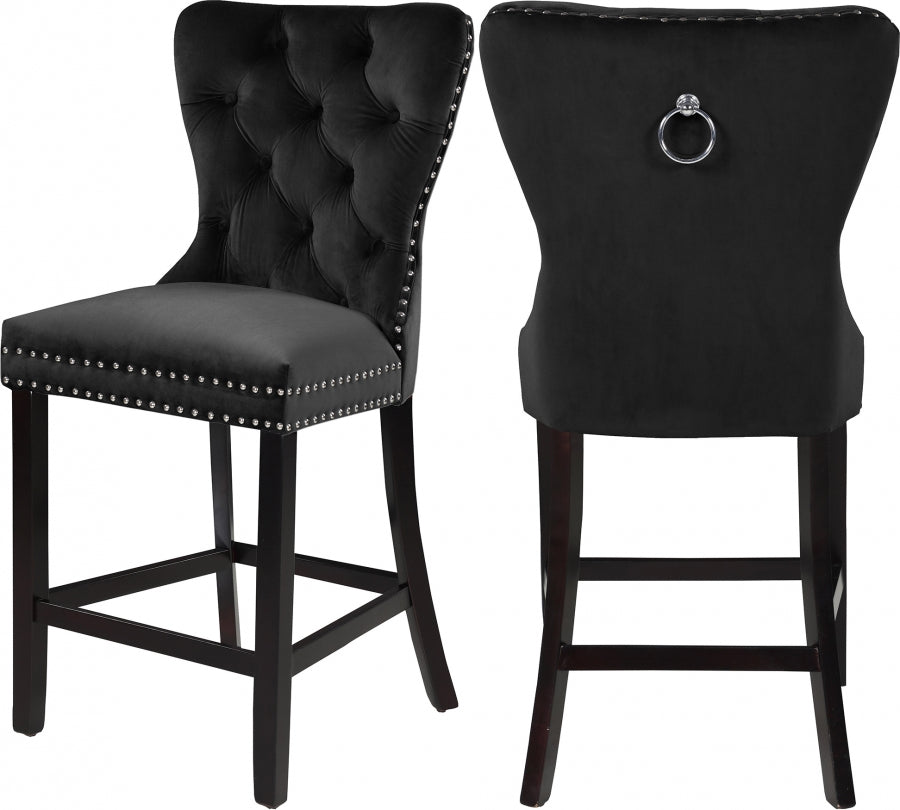 Tabouret de comptoir en velours Nikki