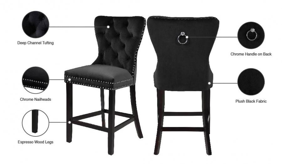 Tabouret de comptoir en velours Nikki
