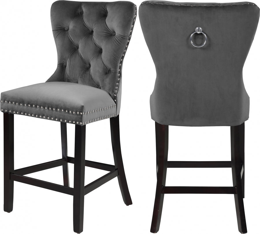 Tabouret de comptoir en velours Nikki